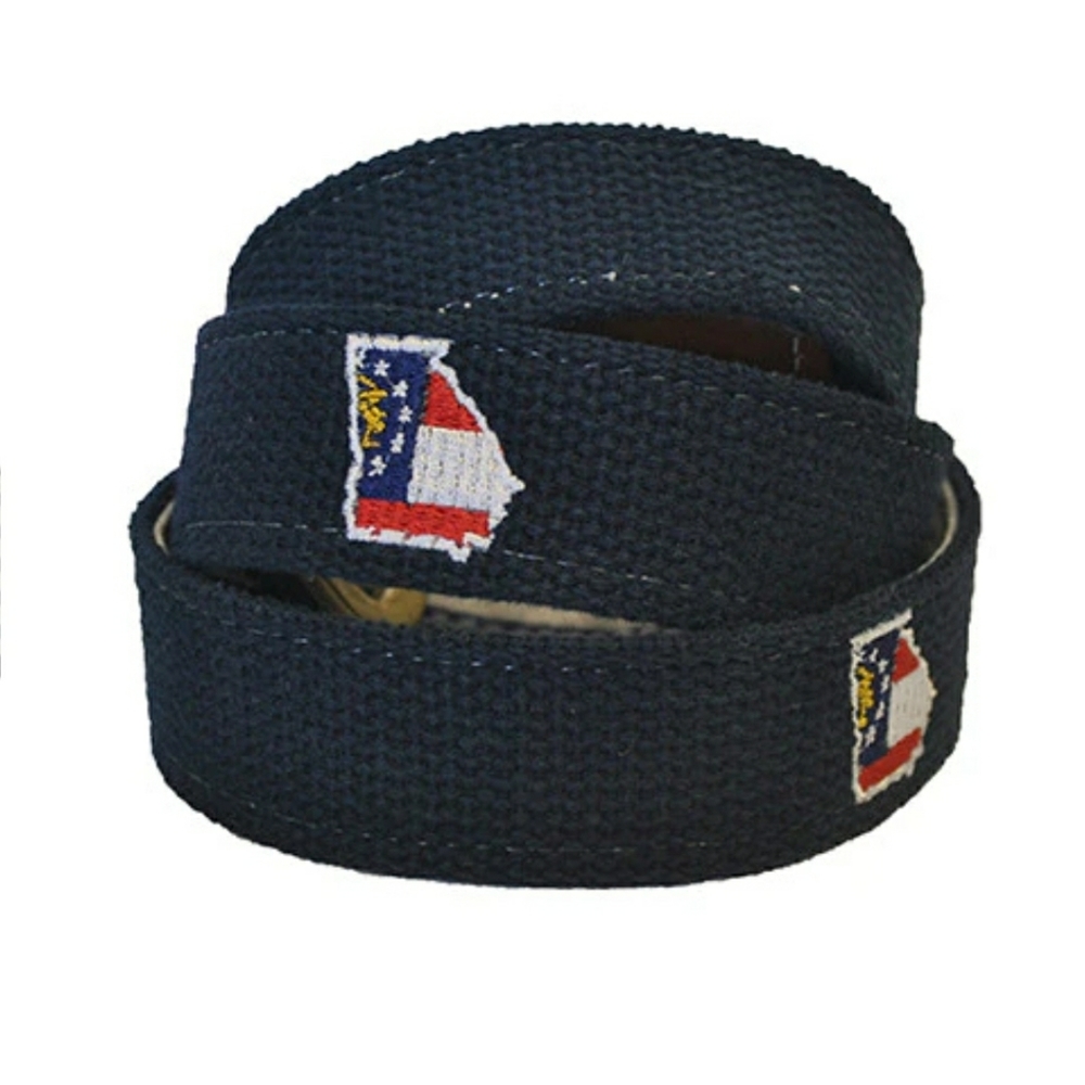 Georgia Traditional Embroidered Men's Belt Navy